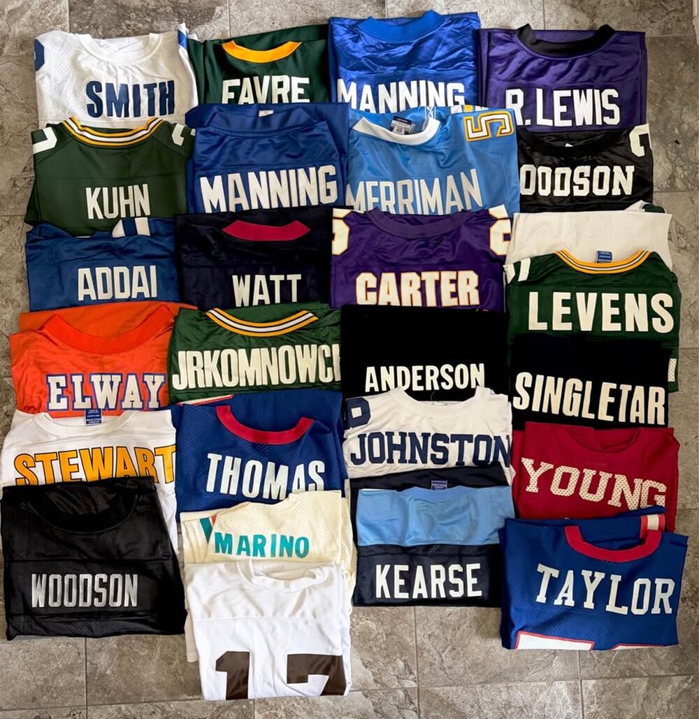 Lot 26 Vintage Football Jerseys Champion Reebok various sizes see desc.